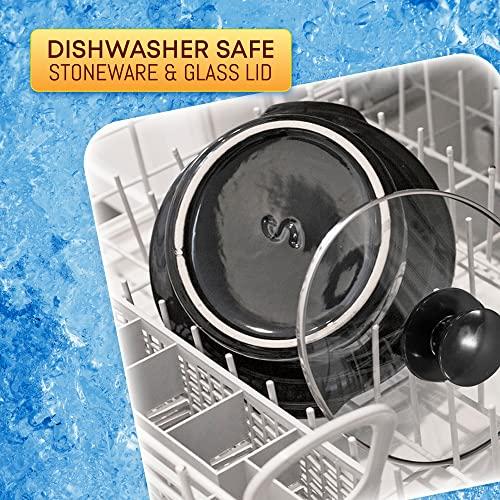 Elite Gourmet Elite Gourmet MST-250XS Electric Slow Cooker Ceramic Pot, Adjustable Temp, Entrees, Sauces, Stews & Dips, Dishwasher Safe Glass Lid & Crock, 1.5 Quart, Stainless Steel