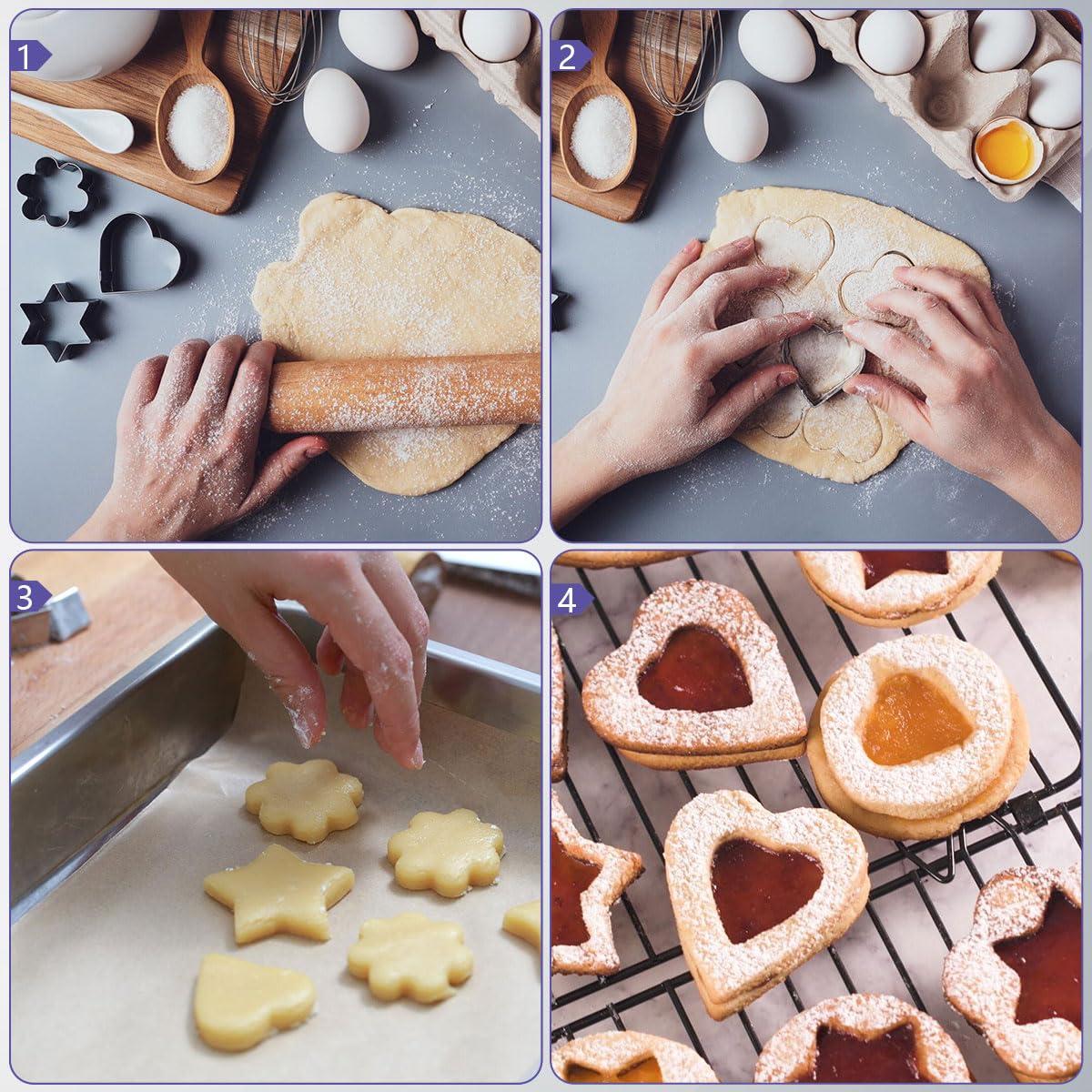 Quadafy 12Pcs Mini Cookie Cutters Shapes Set, Heart Round Flower Star Cookie Cutters, Stainless Steel Biscuit Cutter Tiny Fruit Vegetable Cutter