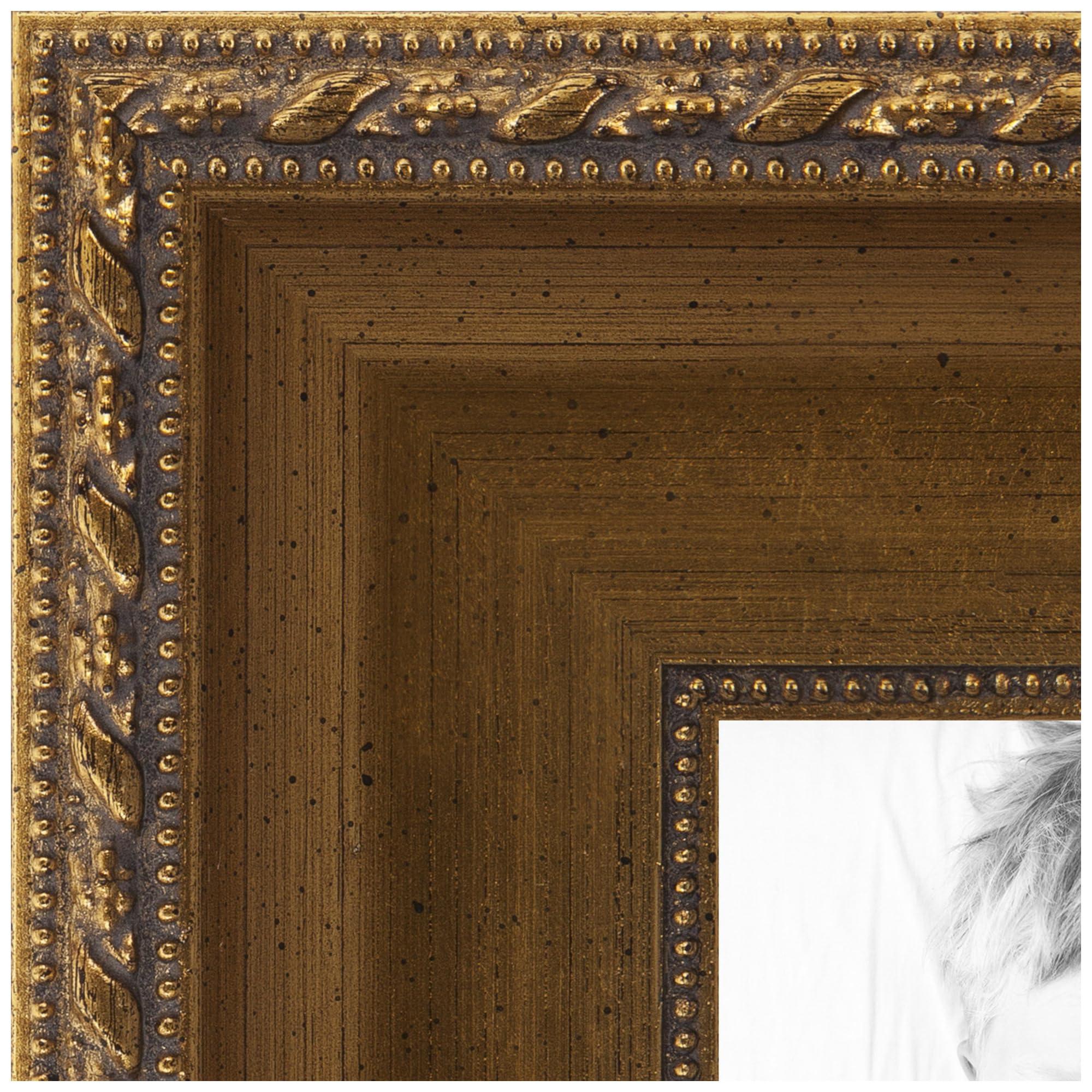 ArtToFrames ArtToFrames 20x20 inch Muted Gold with Metallic Detailing Wood Picture Frame, WOMD5026-20x20