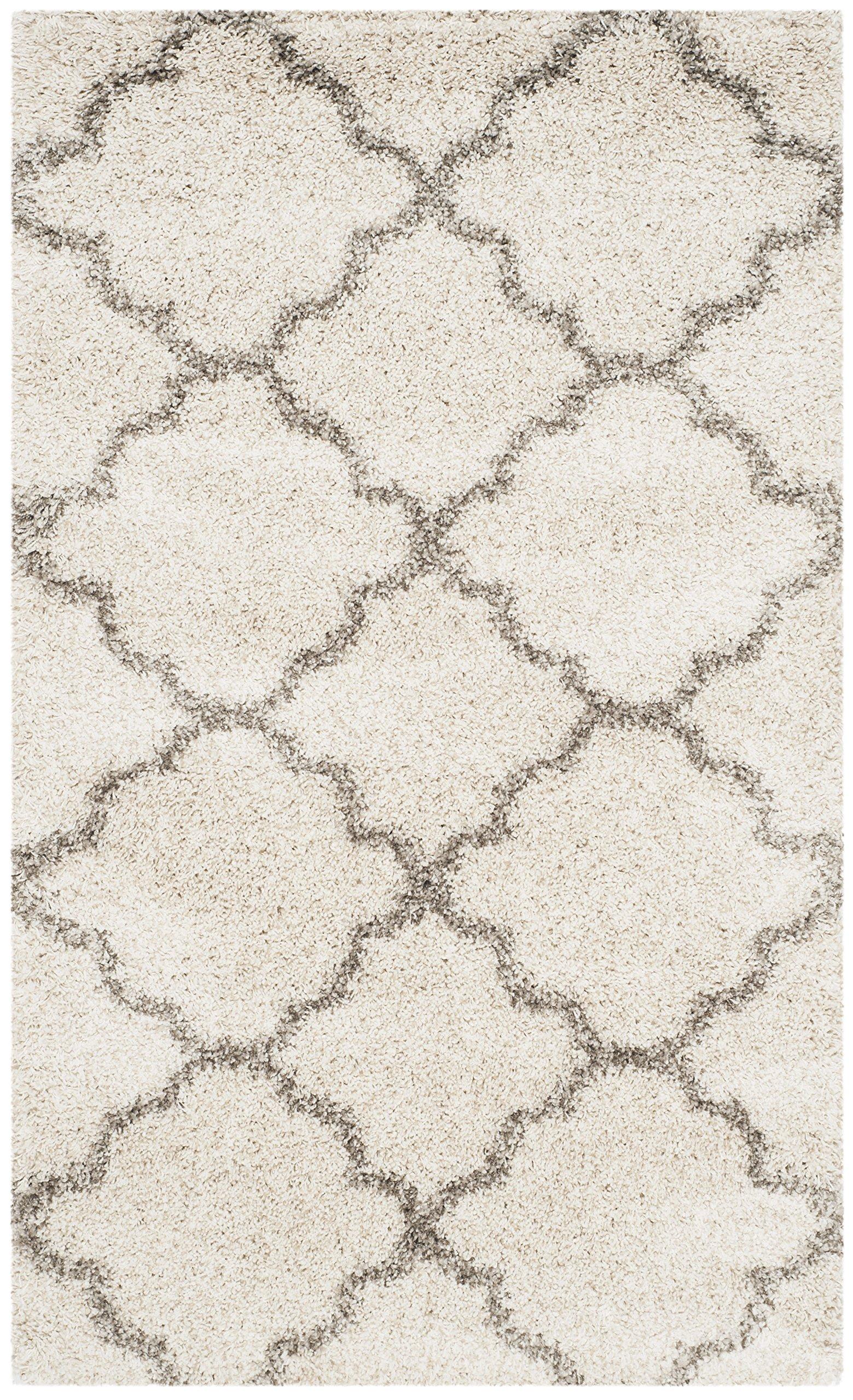 Safavieh SAFAVIEH Hudson Shag Collection Accent Rug - 3\' x 5\', Grey & Ivory, Trellis Design, Non-Shedding & Easy Care, 2-inch Thick Ideal for High Traffic Areas in Entryway, Living Room, Bedroom (SGH282B)