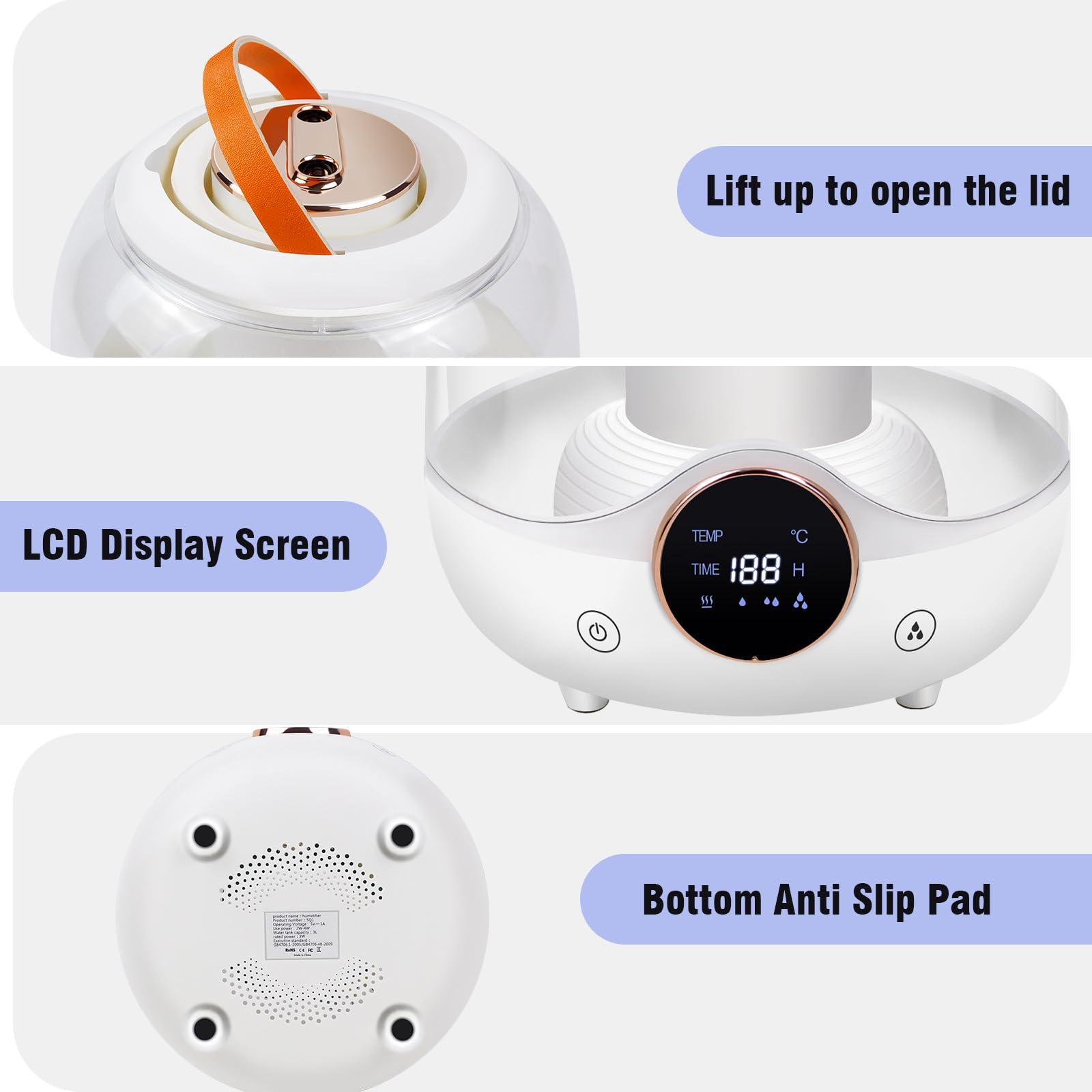 Jupitor 3L Bedroom Large Cool Mist Humidifier Top Fill Humidifier for Bedroom Home Office Humidifiers Cool Mist Quiet Humidifiers for Baby Humidifier for Bedroom 3 Speed Fogging