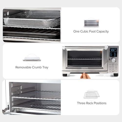 Nuwave Nuwave Bravo Air Fryer Toaster Smart Oven, 12-in-1 Countertop Convection, 30-QT XL Capacity, 50-500F Temperature Controls, Top and Bottom Heater Adjustments 0%-100%, Brushed Stainless Steel Look