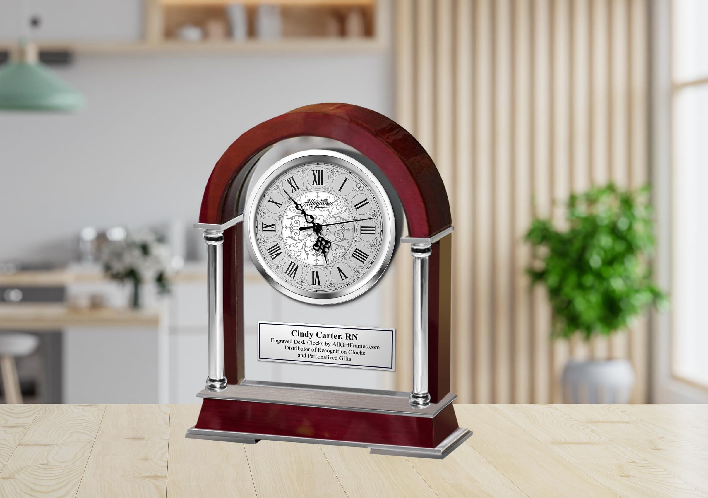 AllGiftFrames Personalized Retirement Clock Gift Engraved Desk Table Clock for Wedding Anniversary Employee Service Award Recognition Etched Retire Birthday Graduation 8.5 x 10.5