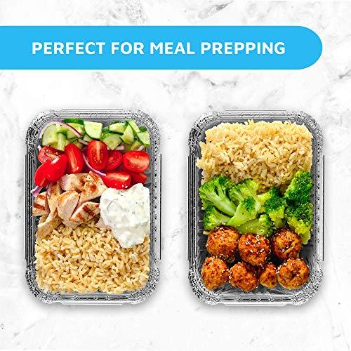 MontoPack MontoPack Disposable Takeout Pans with Clear Lids | 2lb Capacity Aluminum Foil Food Containers with Strong Seal for Freshness & Spill Resistance | Eco-Friendly & Recyclable | 50-Pack 8x5.5” Drip Pans