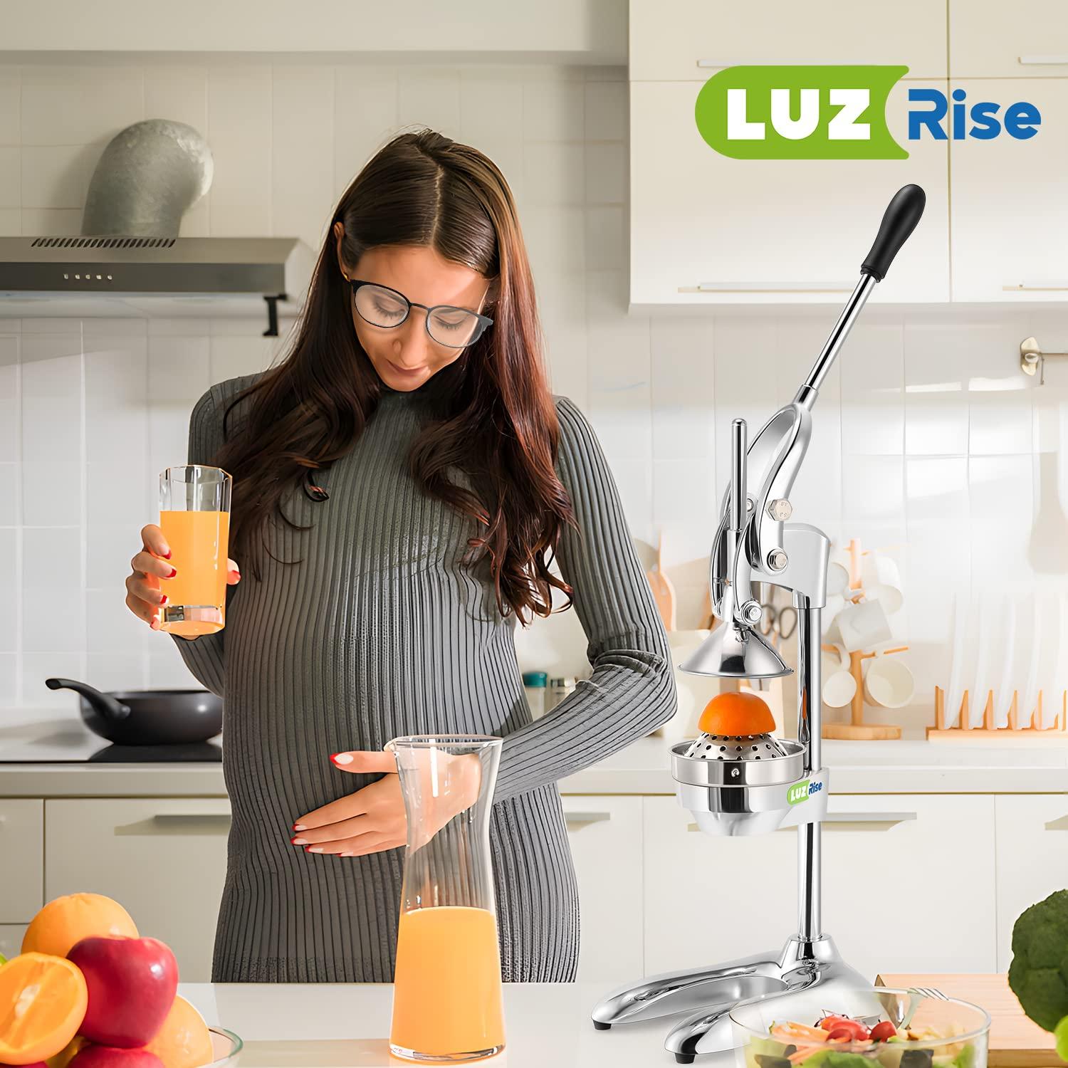 Luzrise Luzrise Manual Juicer Hand Press Professional Citrus Juicer Countertop Metal Orange Lemon Pomegranate Squeezer for Commercial Home Restaurant Use( Stainless Steel Heavy Duty Extra Large 7.4*9.8*19.3")