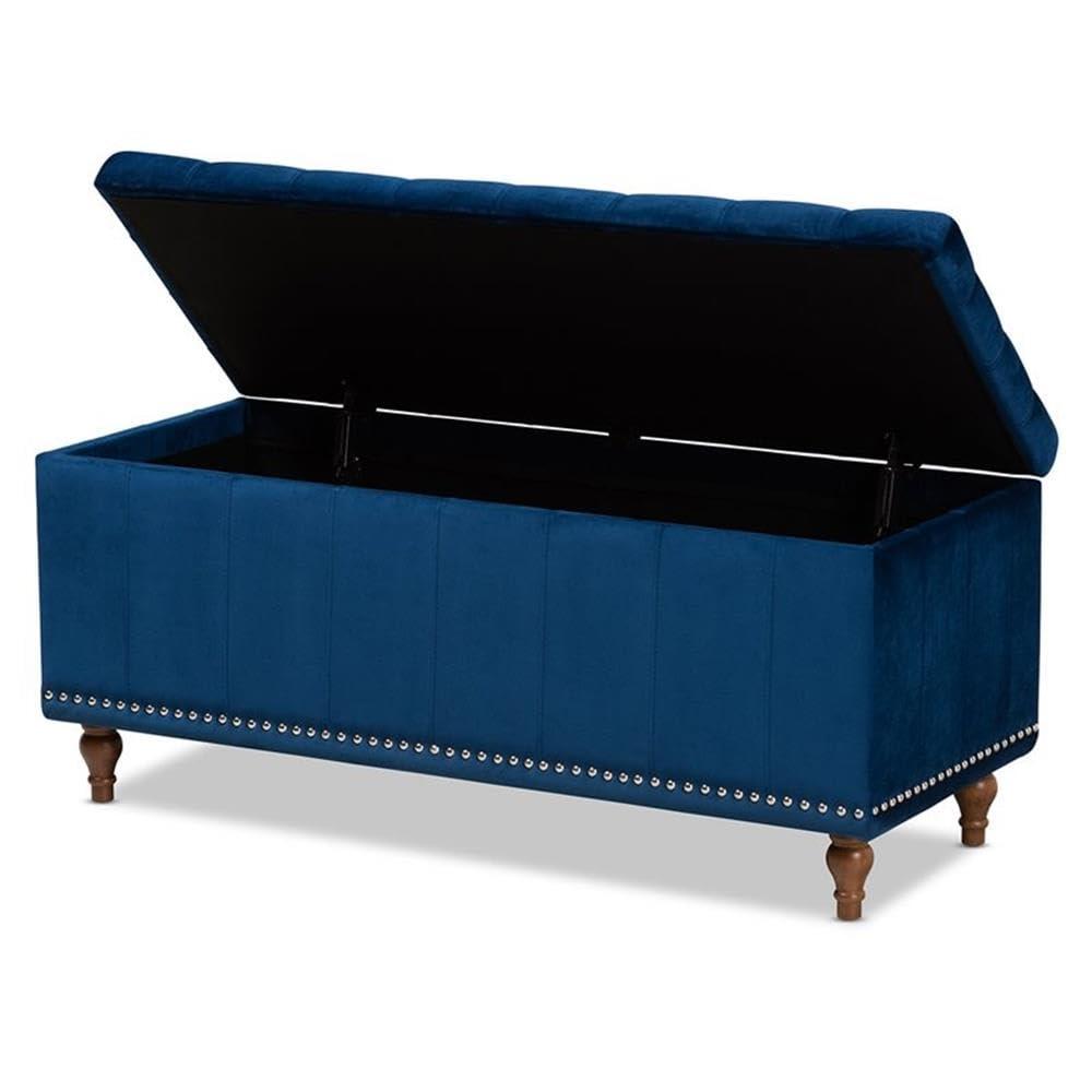 Baxton Studio Baxton Studio Kaylee Modern and Contemporary Navy Blue Velvet Fabric Upholstered Button-Tufted Storage Ottoman Bench