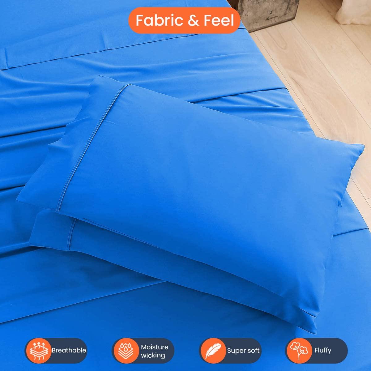 ROYAL ORGANIC SHEET 100% Organic Cotton Full/Double - 54\" X 75\"- Royal Blue Solid 4-Piece Sheet Set 500 Thread Count Breathable and Comfortable, Fits Mattress Up to 8-10 inches Deep Pocket