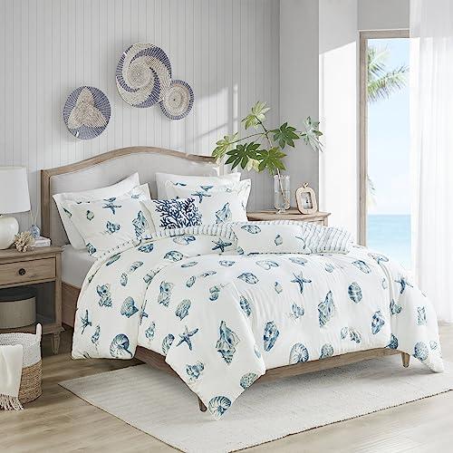 Harbor House Harbor House 100% Cotton Duvet Cover, Seashells Duvet Cover Set – Light Weight Bed Comforter Covers, Beach House Blue Ivory Full/Queen (90"x90") 3 Piece