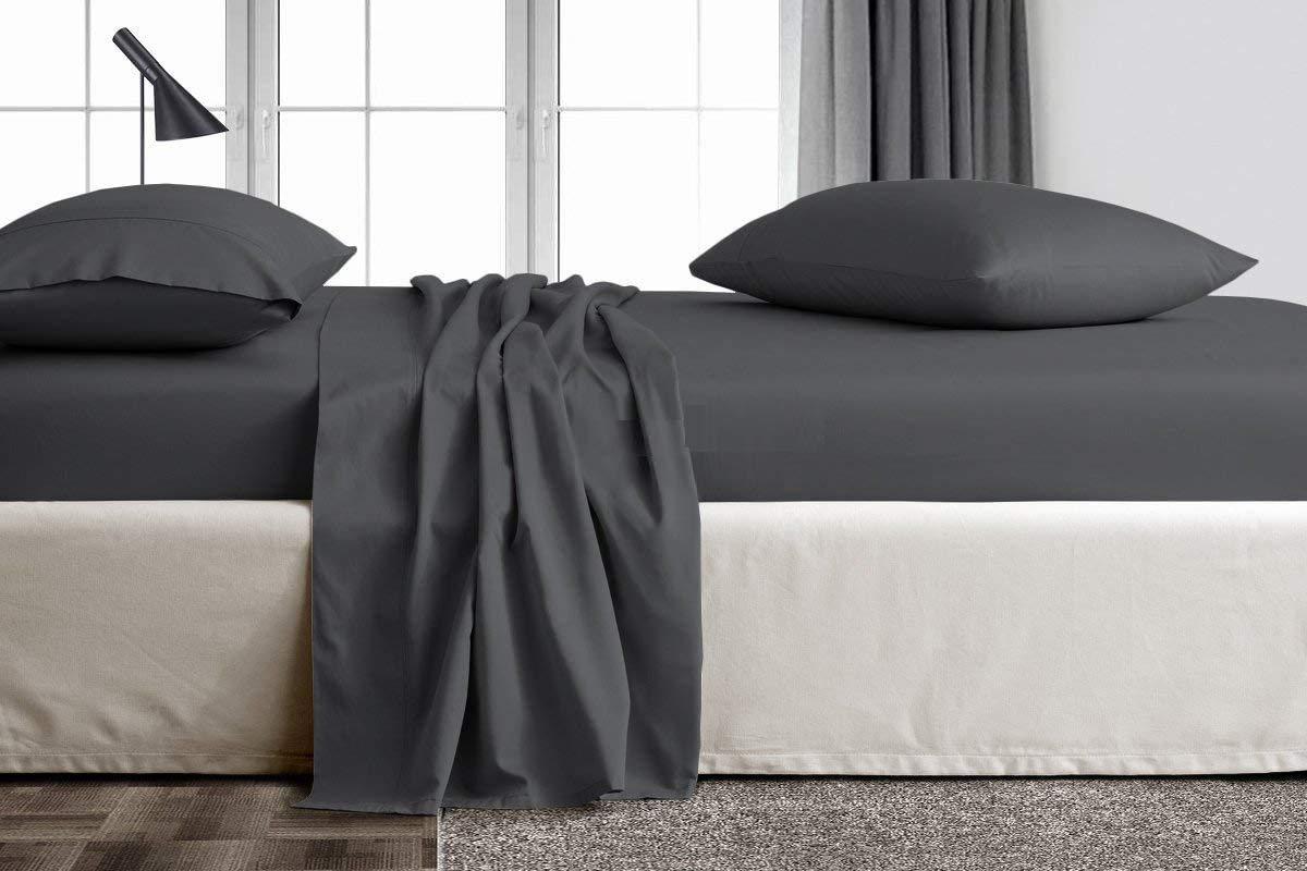 Kamas Home Collection Kamas 6PC Sheet Sets California King Dark Grey 1000 Thread Count Egyptian Cotton, Sateen Weave for Soft&Comfort Feel, Fits Mattress Upto 18\'\' Deep Pocket (Cal.King- 6 PC Sheet Sets, Dark Grey)