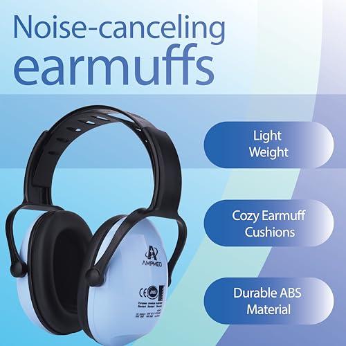 Amplim Amplim Ear Muffs for Noise Reduction | Noise Cancelling Headphones for kids Toddlers Teens | American ANSI, European CE, and Australian Standards Certified Earmuff - Blue