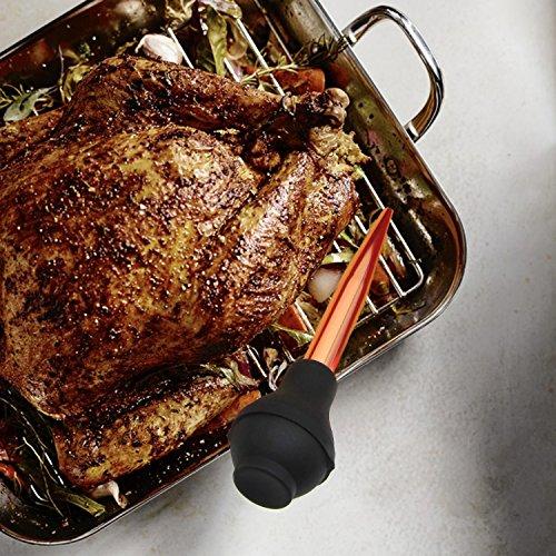 KAYCROWN KAYCROWN Best Utensils Stainless Steel Turkey Baster Commercial Grade Quality FDA Silicone Bulb Including Marinade Injector Needle and Brush for Easy Clean Up, Rose Gold