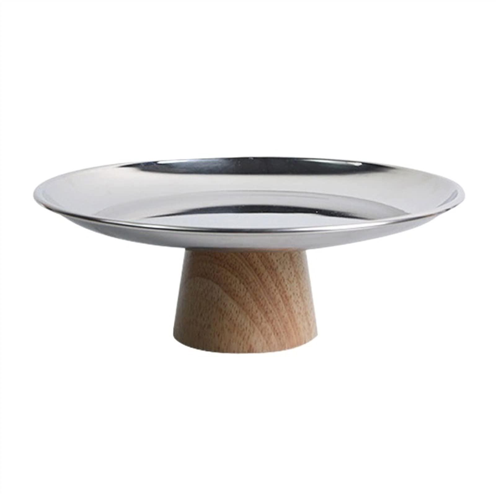 Generic Fruit Bowls Simple Metal Silver Fruit Plate Porch Storage Plate Dining Table Coffee Table Dessert High Foot Tray Snack Bowl Fruit Basket (Size : Small)