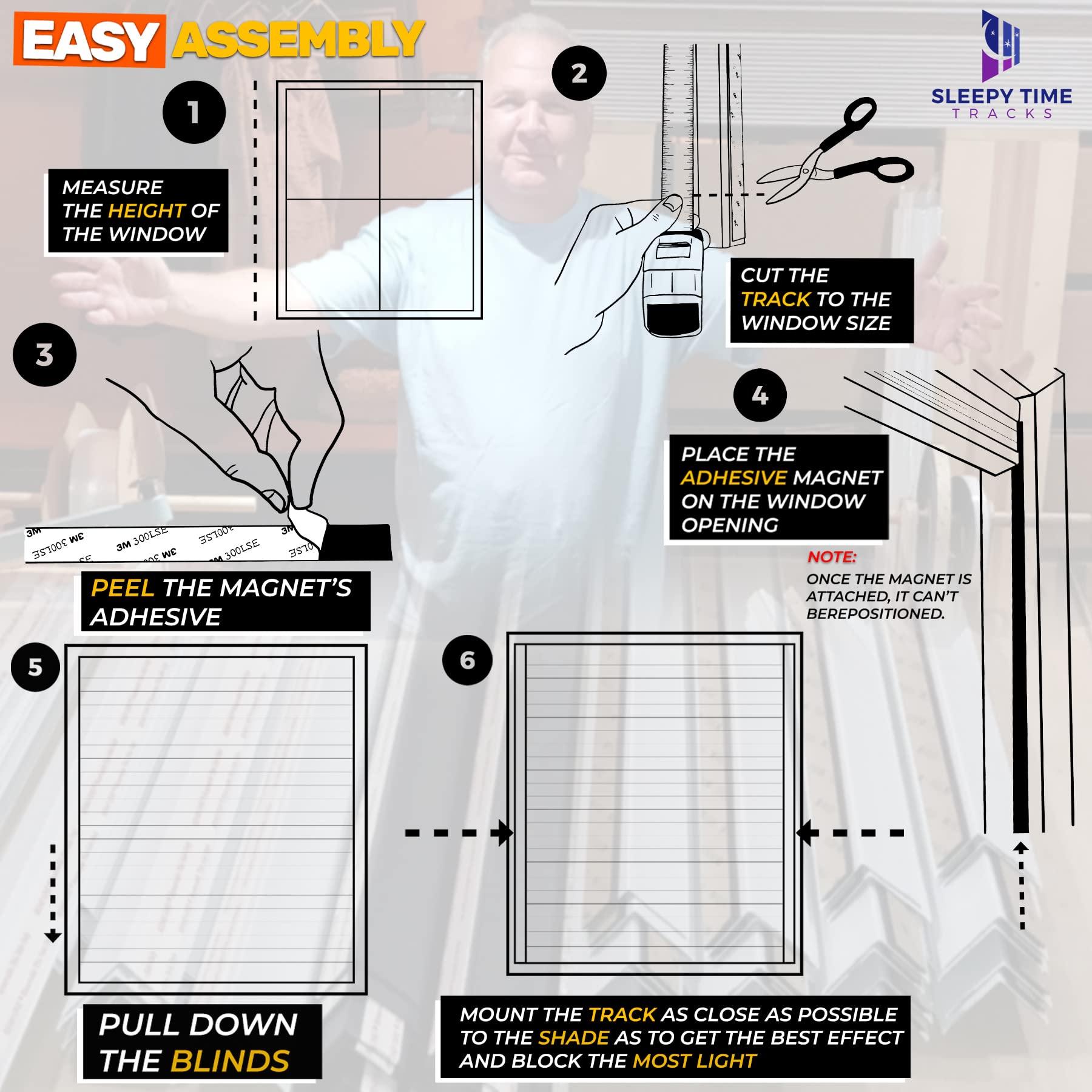 Sleepy Time Tracks Sleepy Time Tracks- Light Gap Blocker for Cellular and Window Shades. Effective at Light Blocking Along The Edges of Your Blackout Shades (72\" Black Removable)