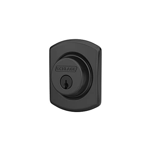 SCHLAGE Schlage B60 N GRW 622 Deadbolt with Greenwich Trim Keyed 1 Side, Highest Residential Security, Matte Black