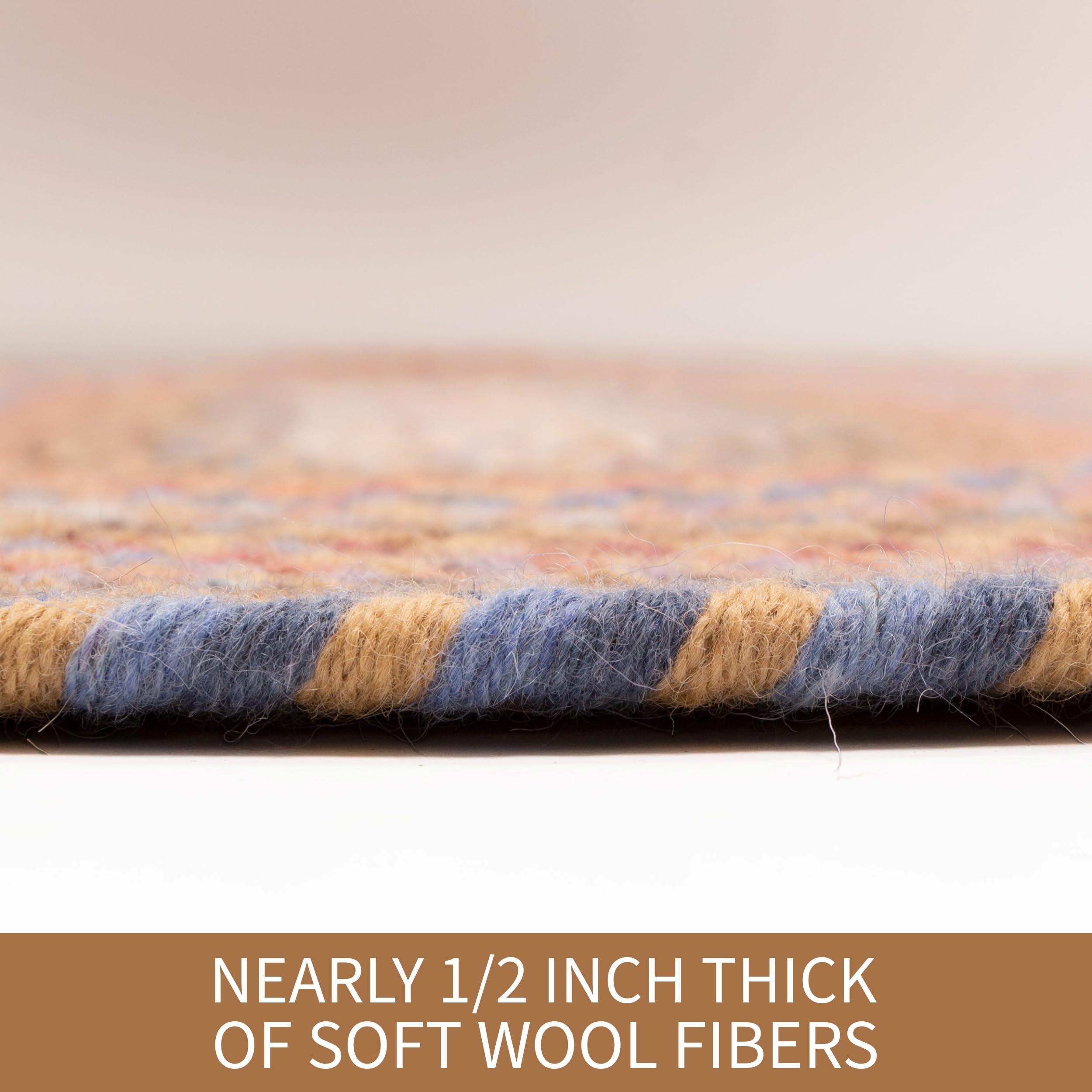 Super Area Rugs Super Area Rugs Premium Wool Braided Rug - Soft & Reversible Woven Rug - Made in USA - Neutral Mix 2' x 9' Runner