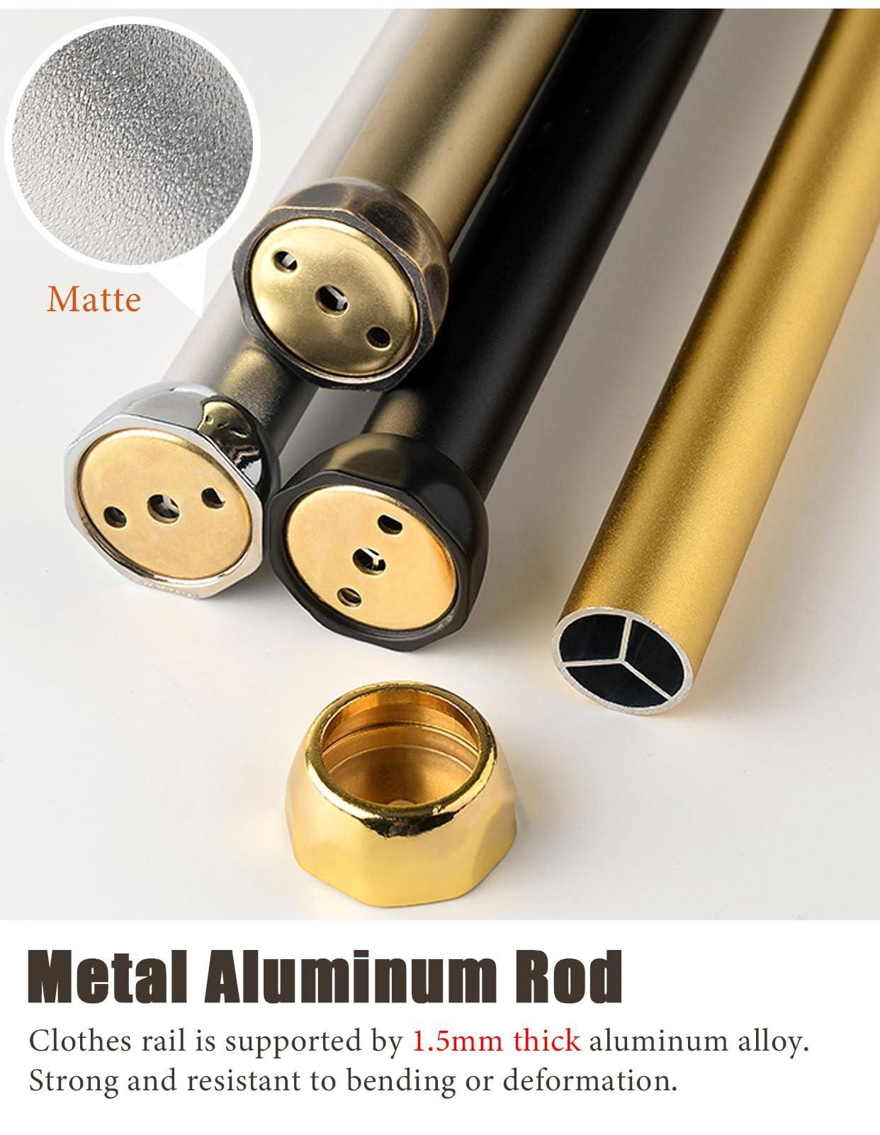 Oracra Closet Rod Champagne Gold Closet Rods and Brackets, Heavy Duty Hanging Clothes Rack, 17 18 24 29 30 32 36 48 50 Inch Removable Clothing Valet Pole Bar,(Champagne,35cm(13 3/4"))