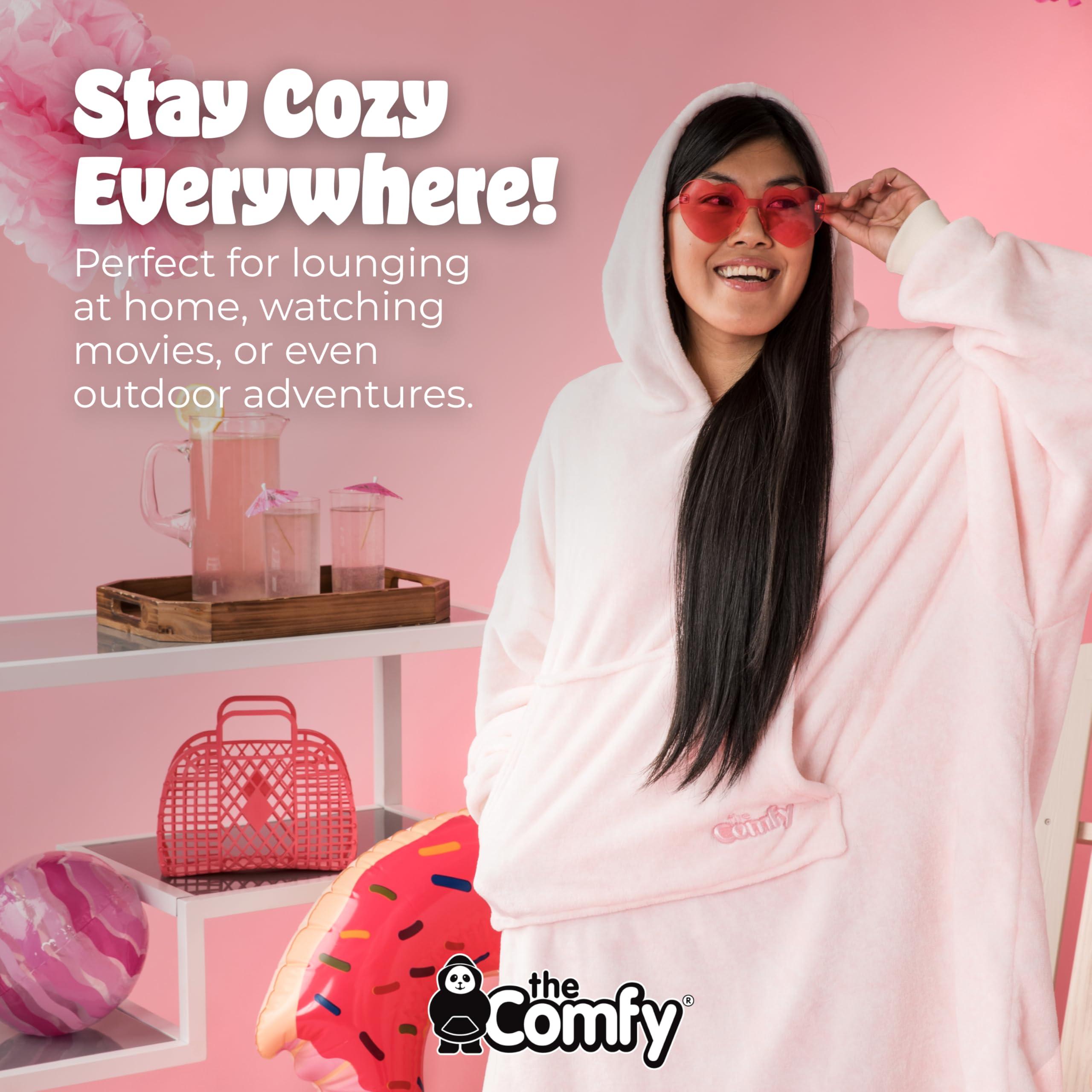 THE COMFY THE COMFY Dream | Lightweight Microfiber Fleece Wearable Blanket, Oversized Design with Hood from Shark Tank, Soft Oversized Pocket Blanket, Warm and Cozy Gifts