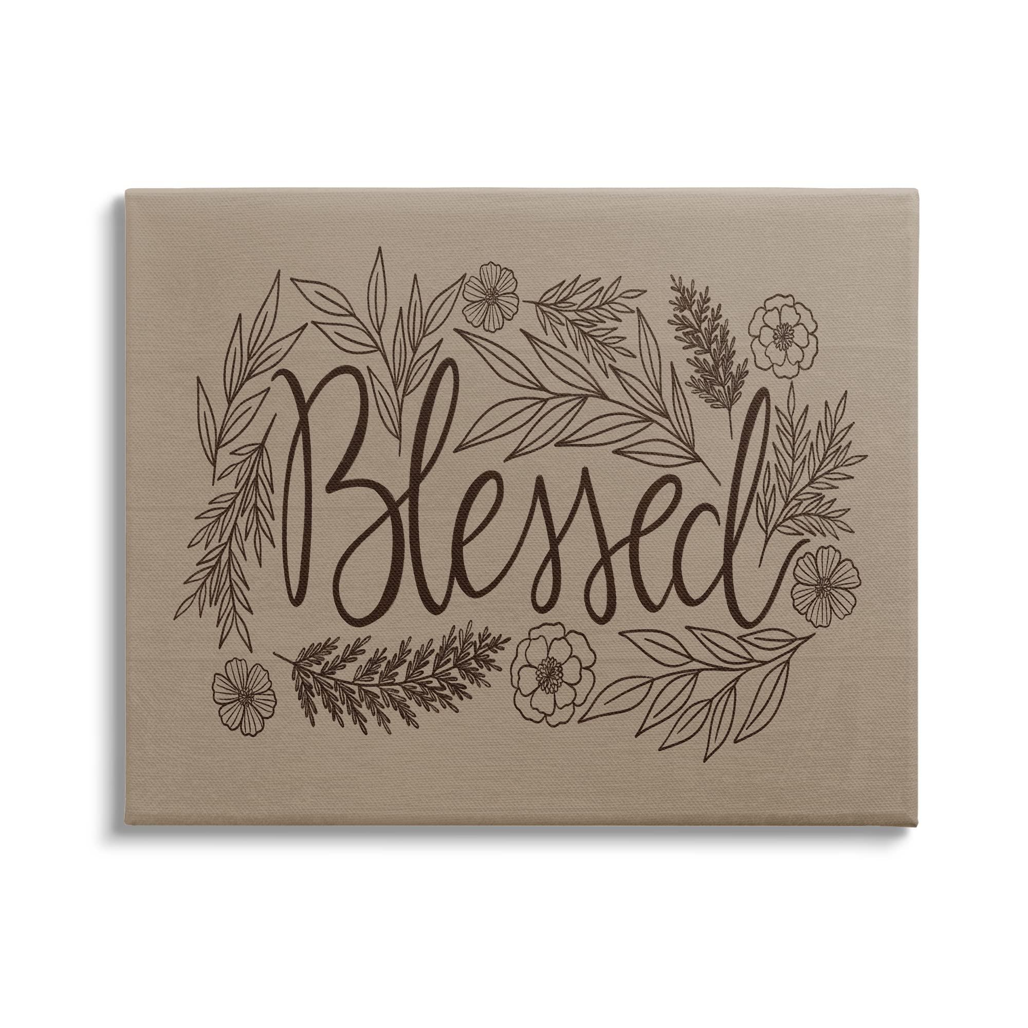 Stupell Industries Stupell Industries Blessed Botanical Flower Border Canvas Wall Art, Design by Taylor Shannon Designs