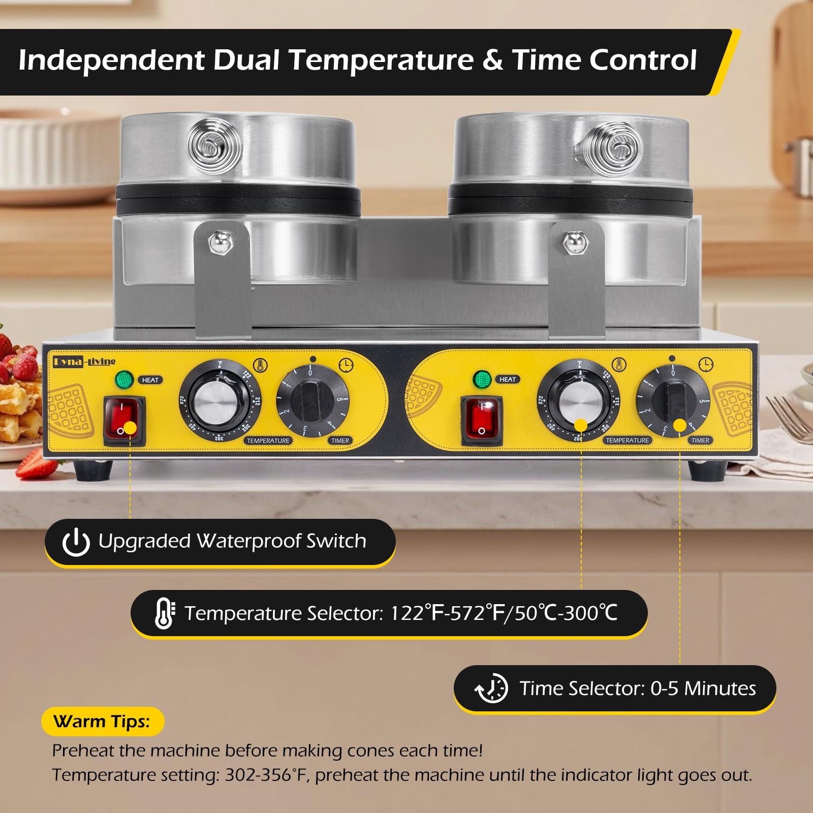 Dyna-Living Dyna-Living Commercial Waffle Maker Double Waffle Maker, 2400W Non-Stick Commercial Waffle Maker Stainless Steel Waffle Iron Machine for Restaurants, Large Waffle Maker, Commercial Waffle Machine