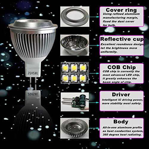 JSVSAL JSVSAL 4 Pack,MR16 GU5.3 LED Bulbs, 5 Watt, Dimmable 450 Lumen, 36 Beam Angle, AC/DC 12V, 50W/60W Halogen Equivalent, Recessed/Landscape LED Lighting (2800K/Warm White)