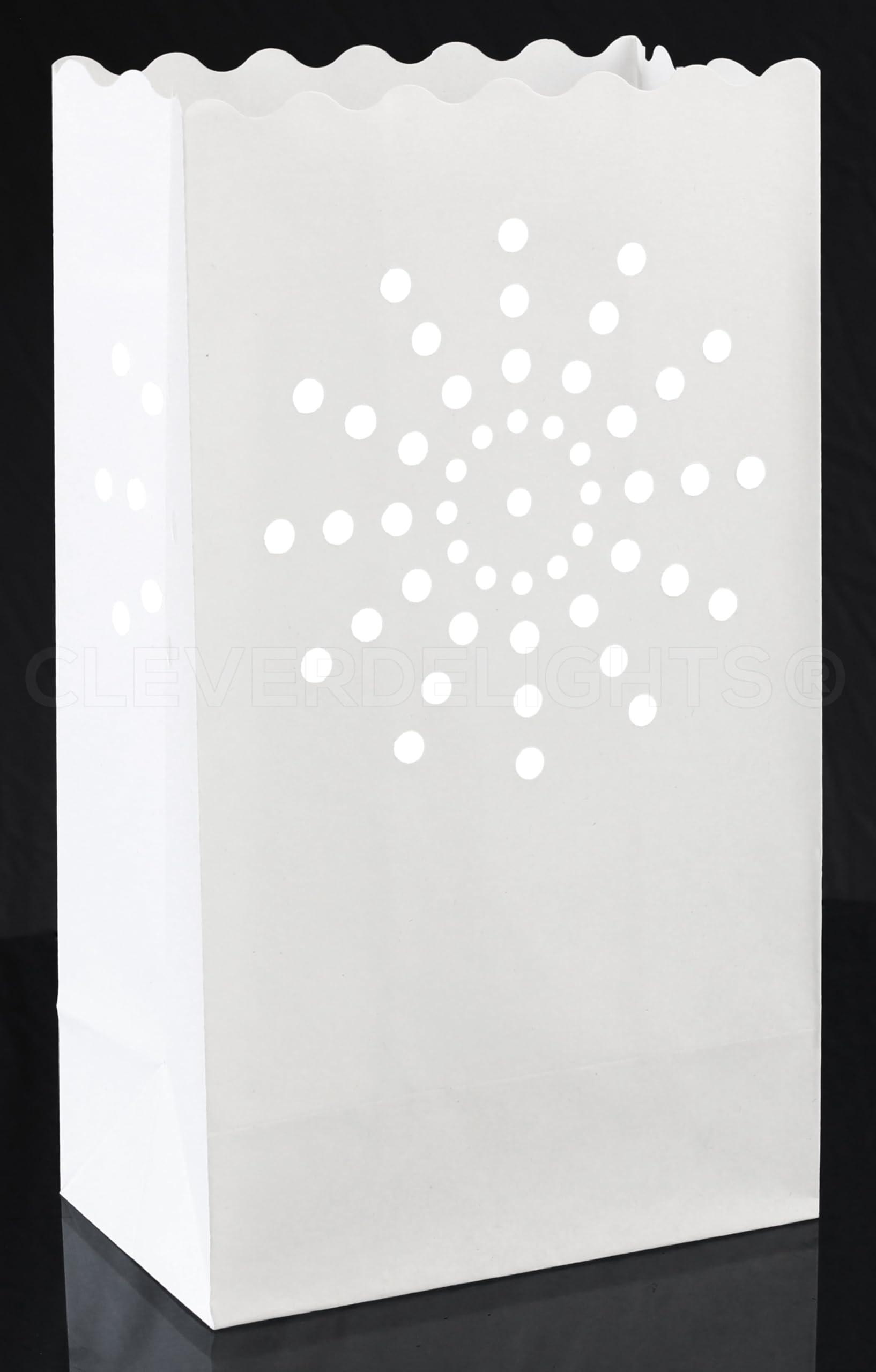 CleverDelights CleverDelights White Sunburst Luminary Bags - 20 Count - Wedding Party Christmas Holiday Luminaria