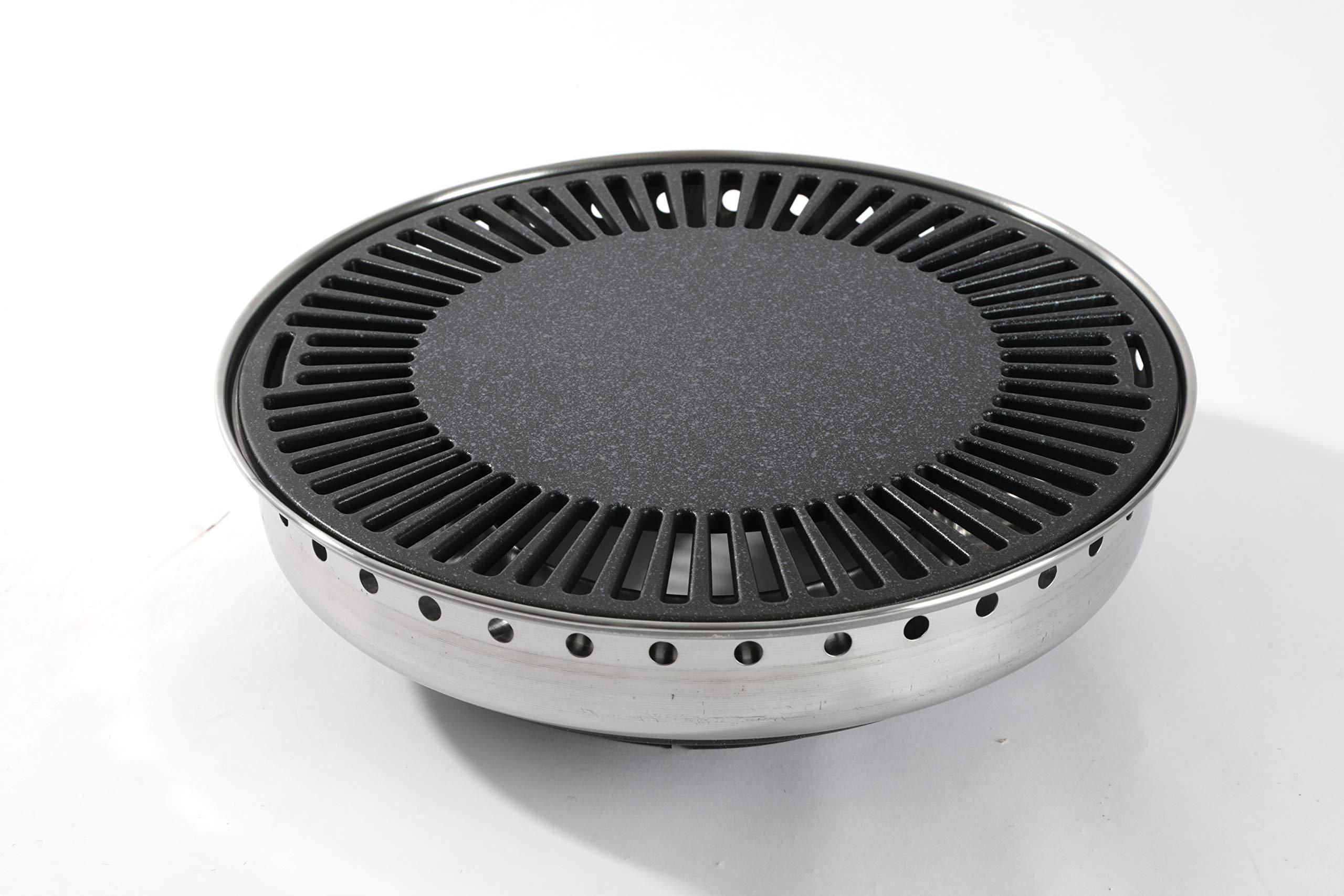 LALAKITCHEN LALAKITCHEN - Stovetop Korean BBQ, Smokeless Roaster DAGUNDA GRILL, Non-Stick, Indoor/Outdoor Korean BBQ (38cm) - TYPE B (Black)