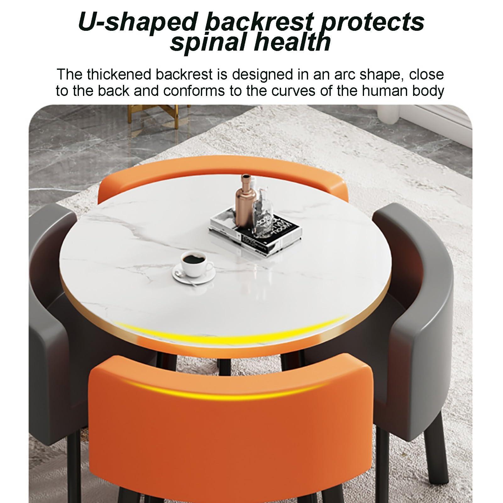 LLYLAFDC Kitchen Table Chairs Set Of 4 Space Saving Dining Table Office Table And Chair Set Leisure Area Home Balcony Small Round Table Perfect For Balcony, Dining Room, Office ( Color : Gray , Size : Leather