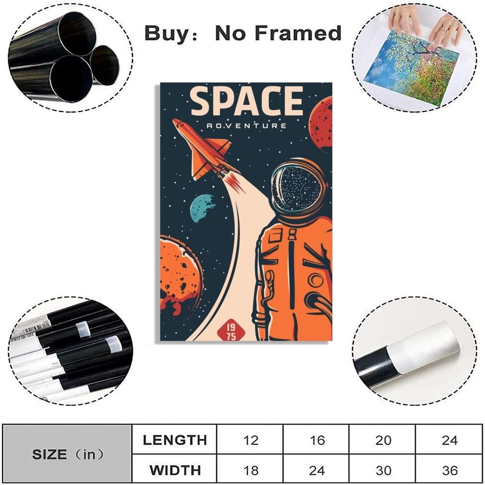 LuminDaze LuminDaze Explore Space Poster Retro Space Wall Art Outer Space Travel Picture Decoration Exoplanet Galaxy Mars Planet Exploration Art Canvas Print Retro Futuristic 20x30inch Unframed, style-7