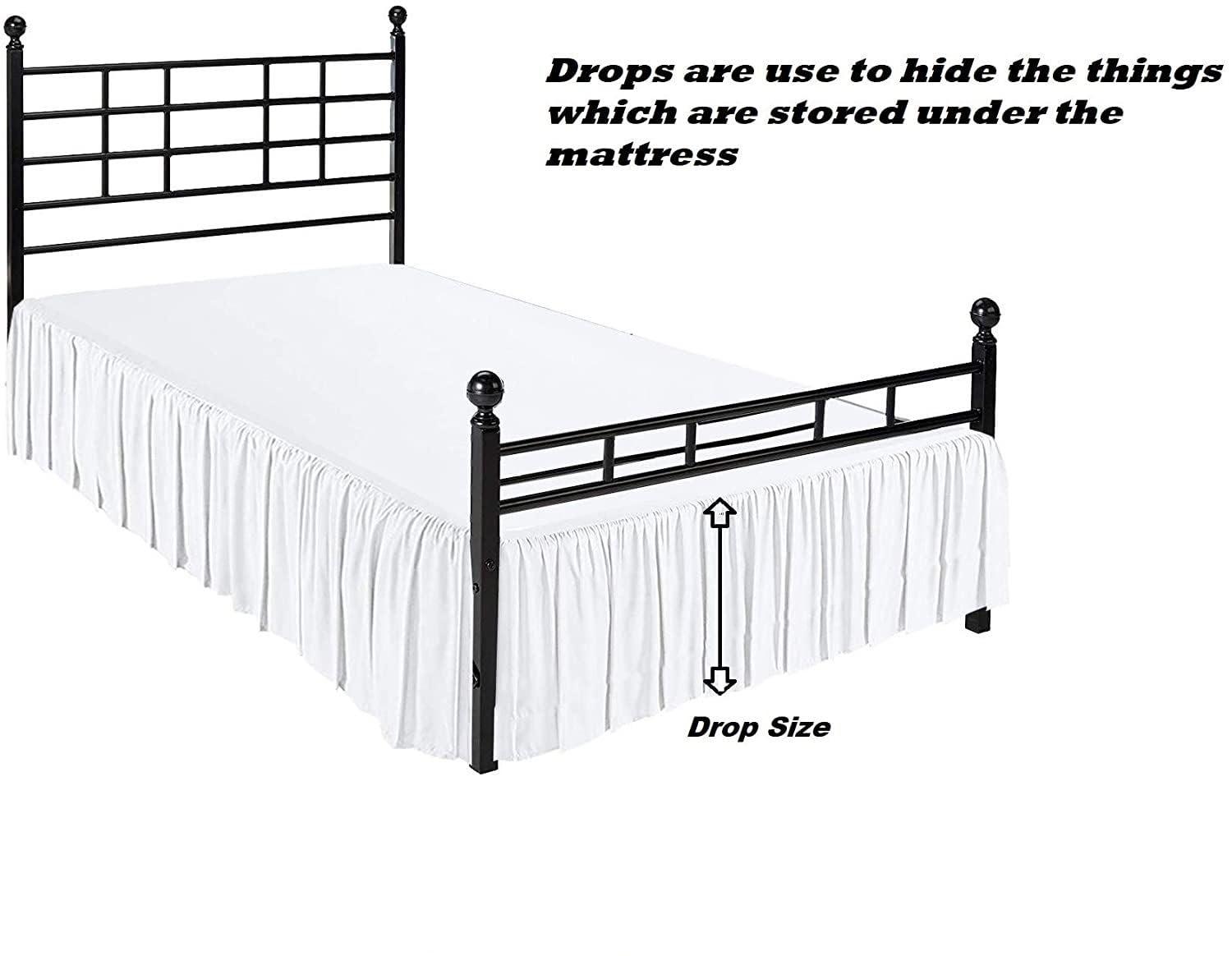 British-Linen Full-XL Bed Skirt 15 Inch Drop Split Corner Ruffle Gathered Style, 100% Microfiber Luxury 1 Piece Bed Skirt Dust Ruffle Full-XL Size 54 x 80 Wrinkle & Fade Resistant - Burgundy Solid.