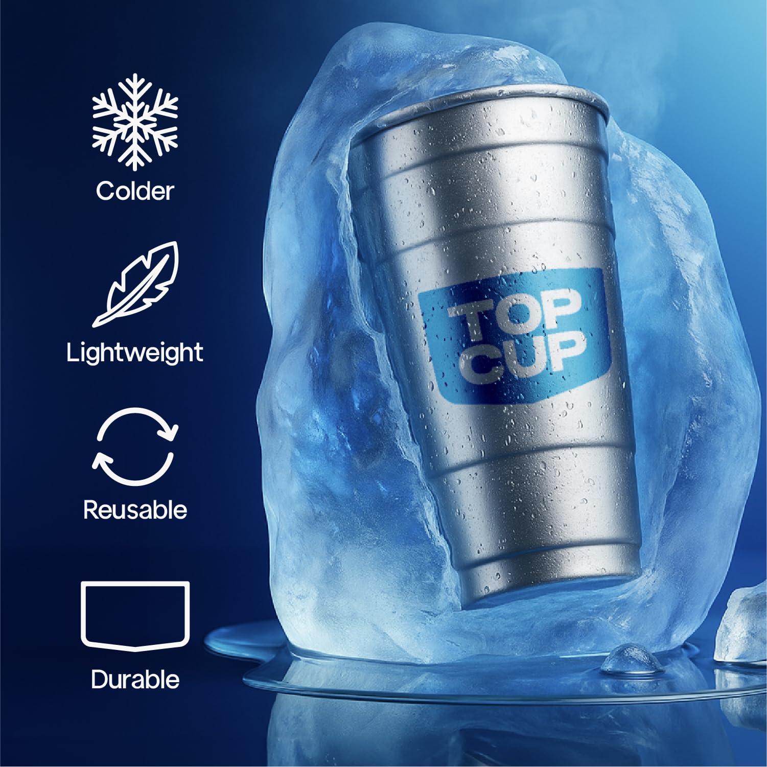 Top Cup Top Cup by Ball 20 Ounce, 30 Count, Reusable Aluminum Party Cups | Cold-Holding, Recyclable, Made in USA