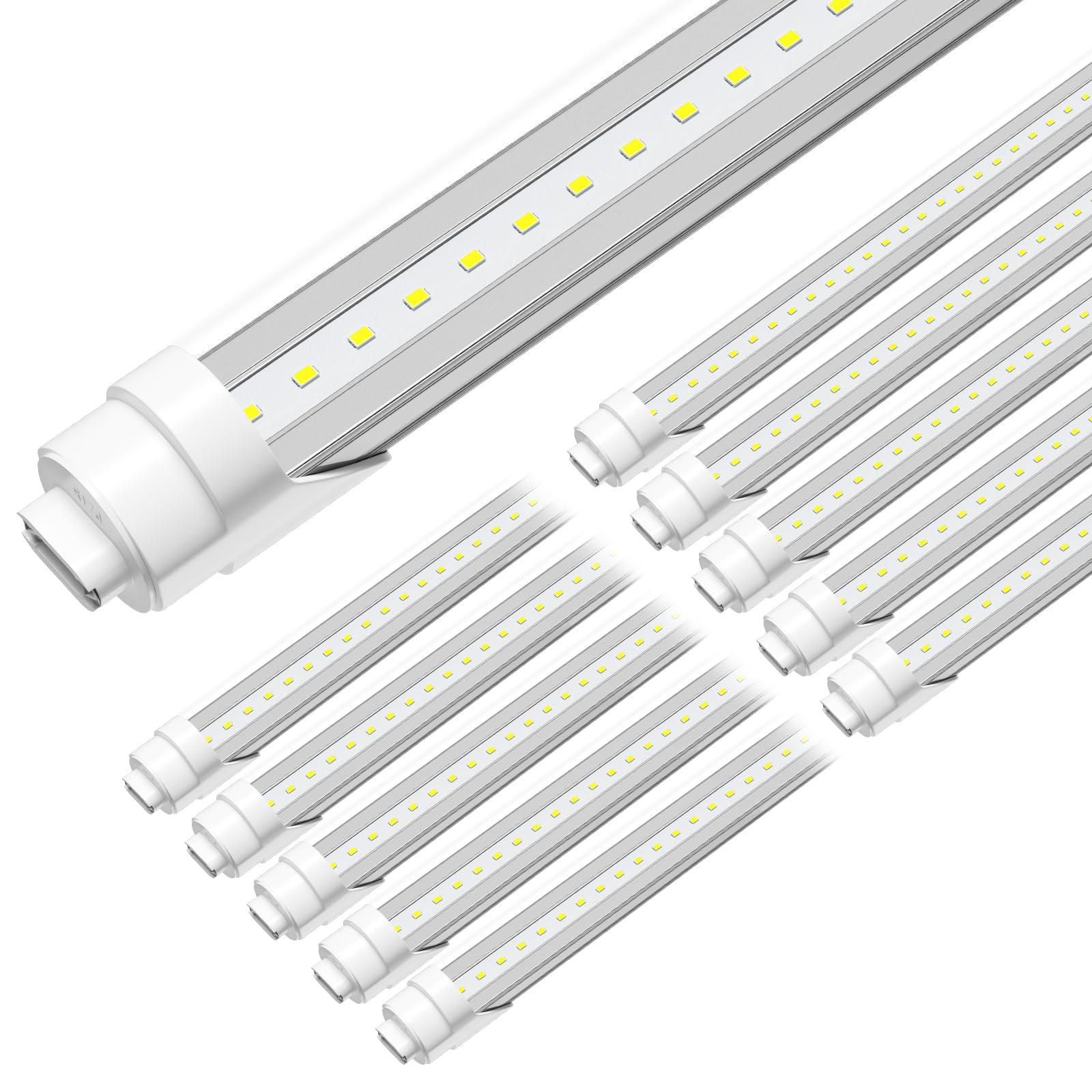 ONLYLUX ONLYLUX 8ft R17D LED Tube Light, F96t12 HO 8 Foot Led Bulbs, 96'' 8ft led Shop Light to Replace T8 T12 Fluorescent Light Bulbs, 100-277V Input, 4800LM, Cold White 6000K, Clear Lens (10 Pack)
