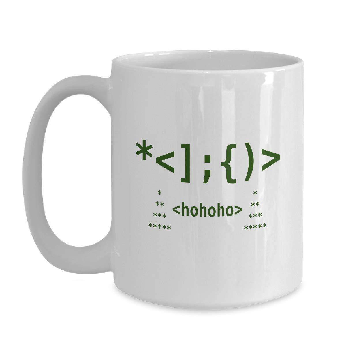 BeeTeeStore Programming Mug Santa Emoticon Xmas Cup - 15 oz White Coffee, Tea Mug Programmer Christmas Cup