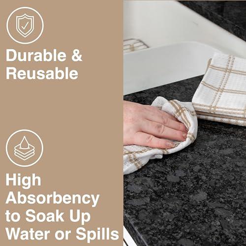 T-fal T-fal Premium Waffle Dish Cloths: Highly Absorbent, Super Soft - 100% Cotton, 12\"x13\" Flat Waffle Dish Cloth for Cleaning & Drying, (4-Pack), Sand