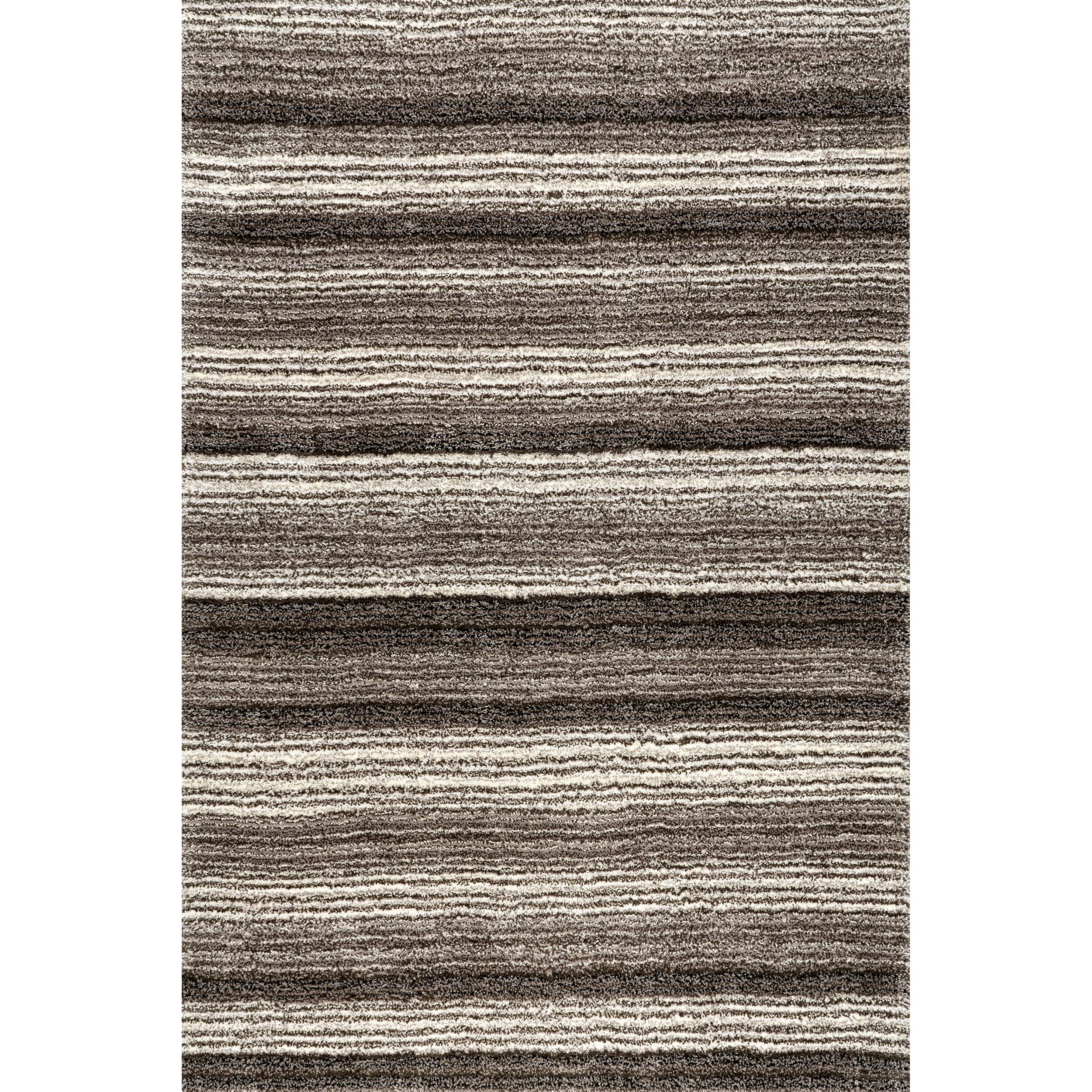 nuLOOM nuLOOM Drey Striped Shag Area Rug - 4 Round Accent Shag Rug Casual Gray Multi/Brown Rugs for Living Room Bedroom Dining Room Nursery Entryway