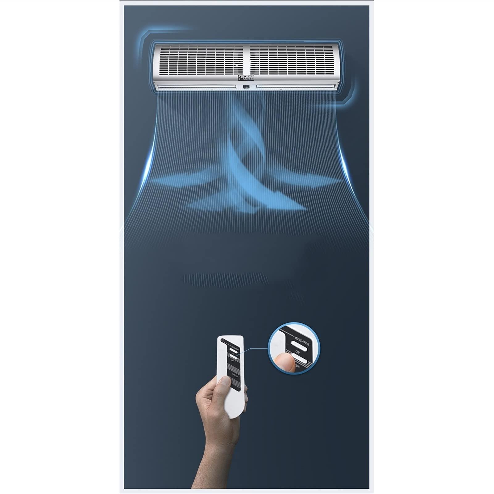 STVAZ Air Curtain, Ultra-Thin Alloy Shell for Commercial/Domestic Use, Ultra-high Power Commercial/Domestic, Air Curtain with Remote Control and Button Switch, Quiet, Small Body, Light Weight