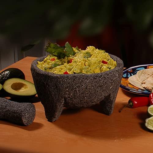 Lindo Brand Lindo Brand 8.6 inch Molcajete Mortar and Pestle with Pig Design, Mexican Handmade with Lava Stone Ideal as Herb Bowl, Spice Grinder, Volcanic Stone