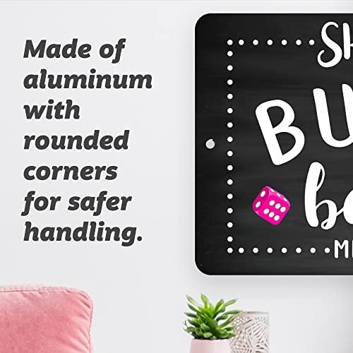 Pattern Pop Personalized Chalkboard Bunco Babes Meet Here Metal Room Sign (8x12 Inches)