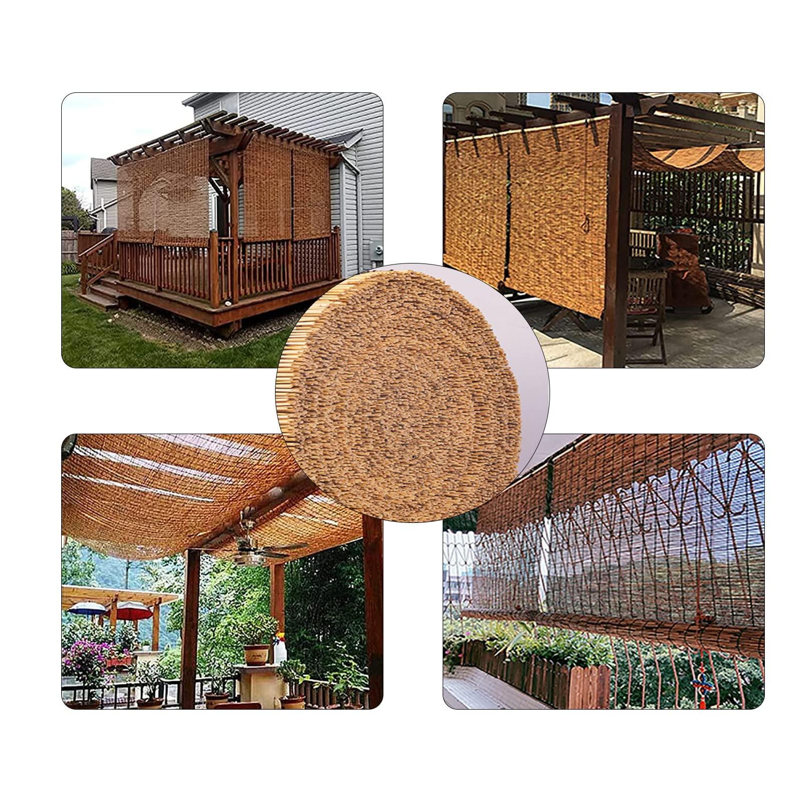 OCAZI OCAZI Roll-up Reed Shade Bamboo Shades Outdoor, Natural Bamboo Roll Up Window Blind Roman Shade Sun Shade Bamboo Shades for Patio Bamboo Roll Up Shades 2843inWH Brown