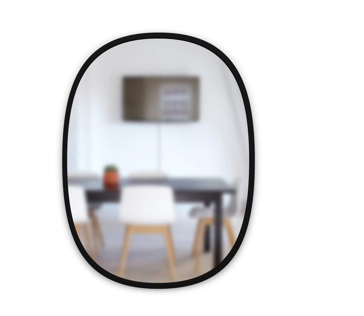 Umbra Umbra Hub Oval Wall Mirror with Rubber Frame, Modern Style for Bathroom, Entryway, Living Room and More, 18 x 24-Inch, Black