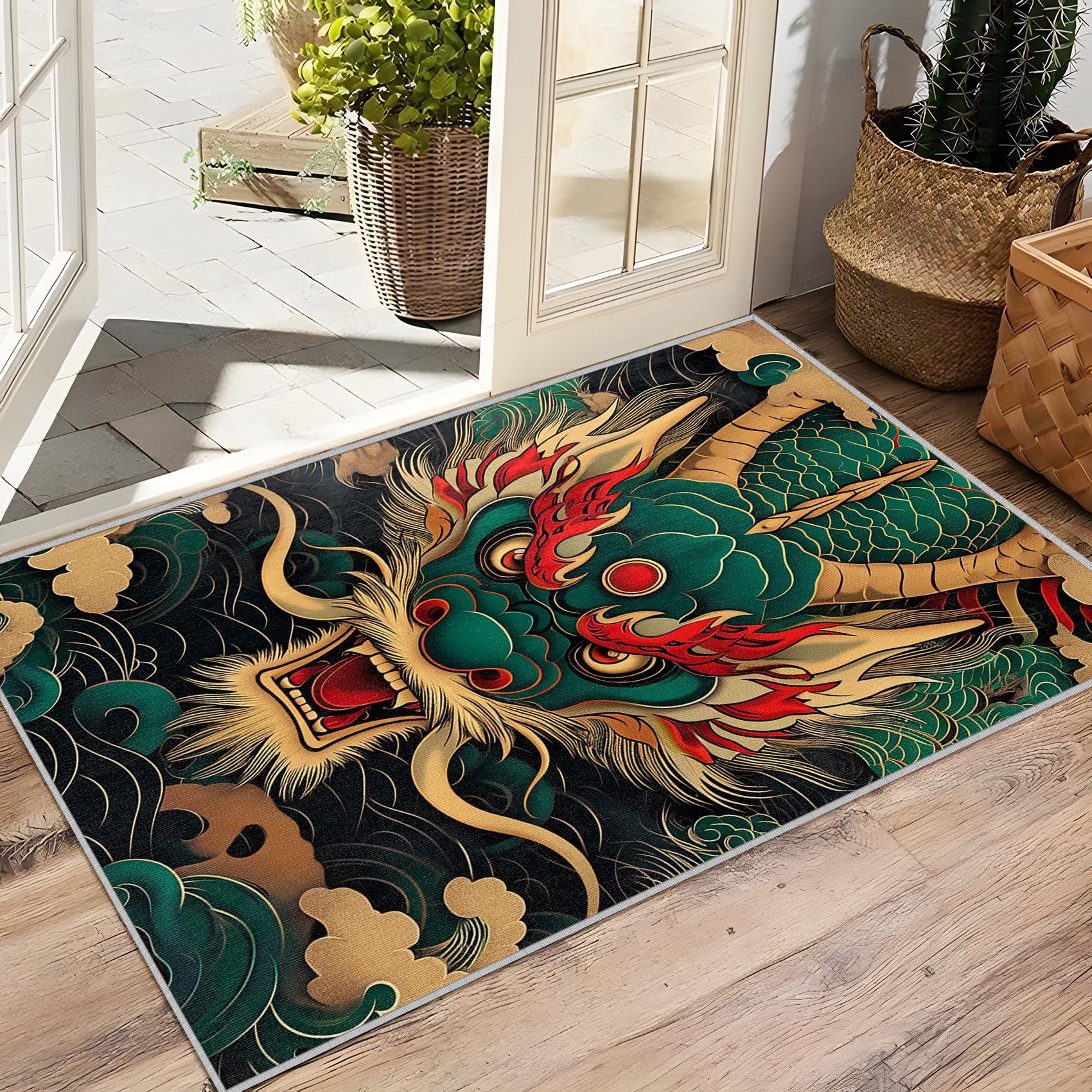 SherAvant SherAvant Chinese Dragon Decor - 6x8 Rug - Chinese Dragon Rug - Japanese Oriental Area Rug - Mythical Fantasy Animal Rugs - Asian Style Carpet - Home Decor