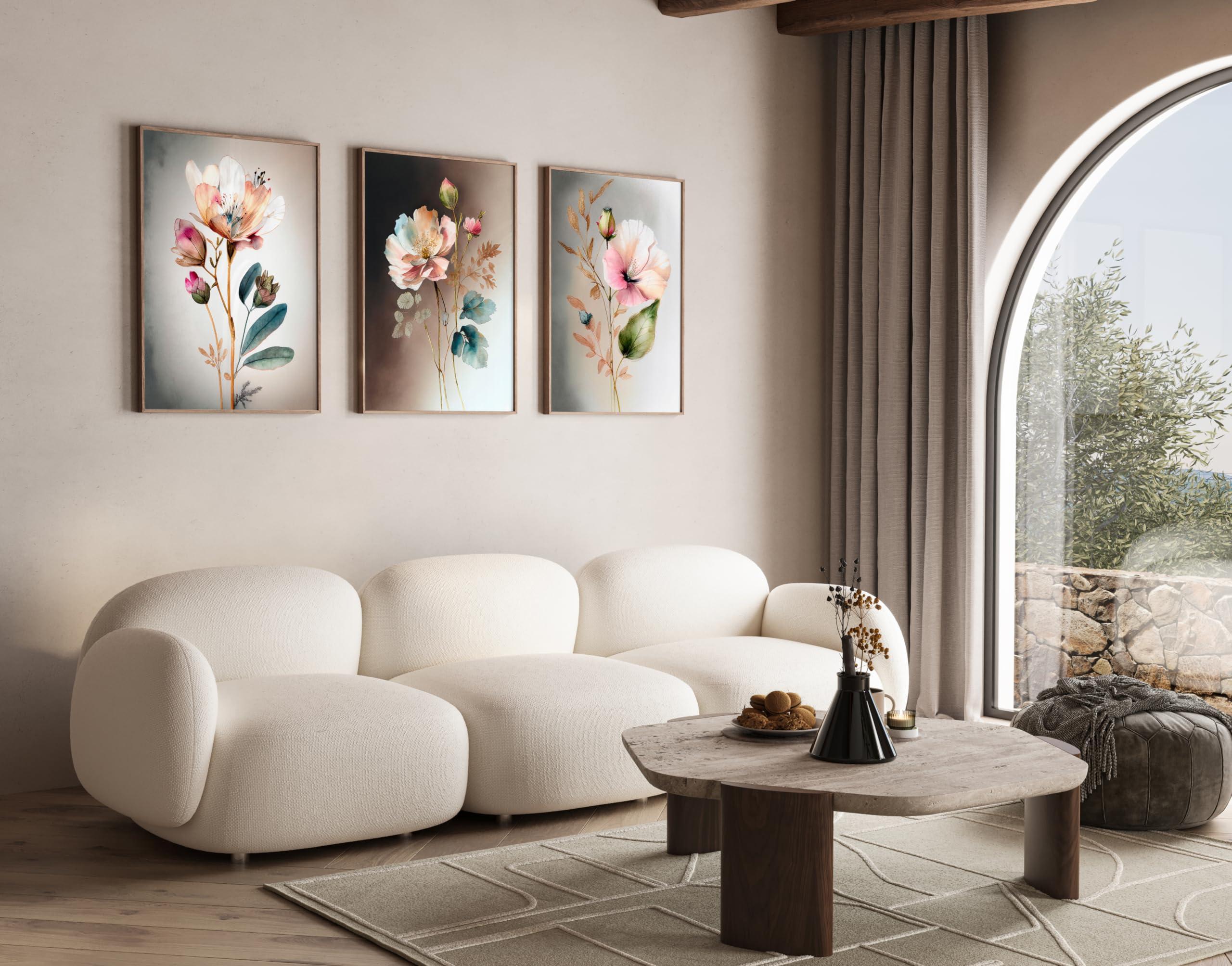 Poster Master Poster Master 3-Piece Vintage Botanical Poster - Retro Floral Print - Gift for Artist, Friend - Watercolor Wild Flowers, Bright, Colorful - Wall Decor for Home, Kitchen, 18x24 Unframed Wall Art