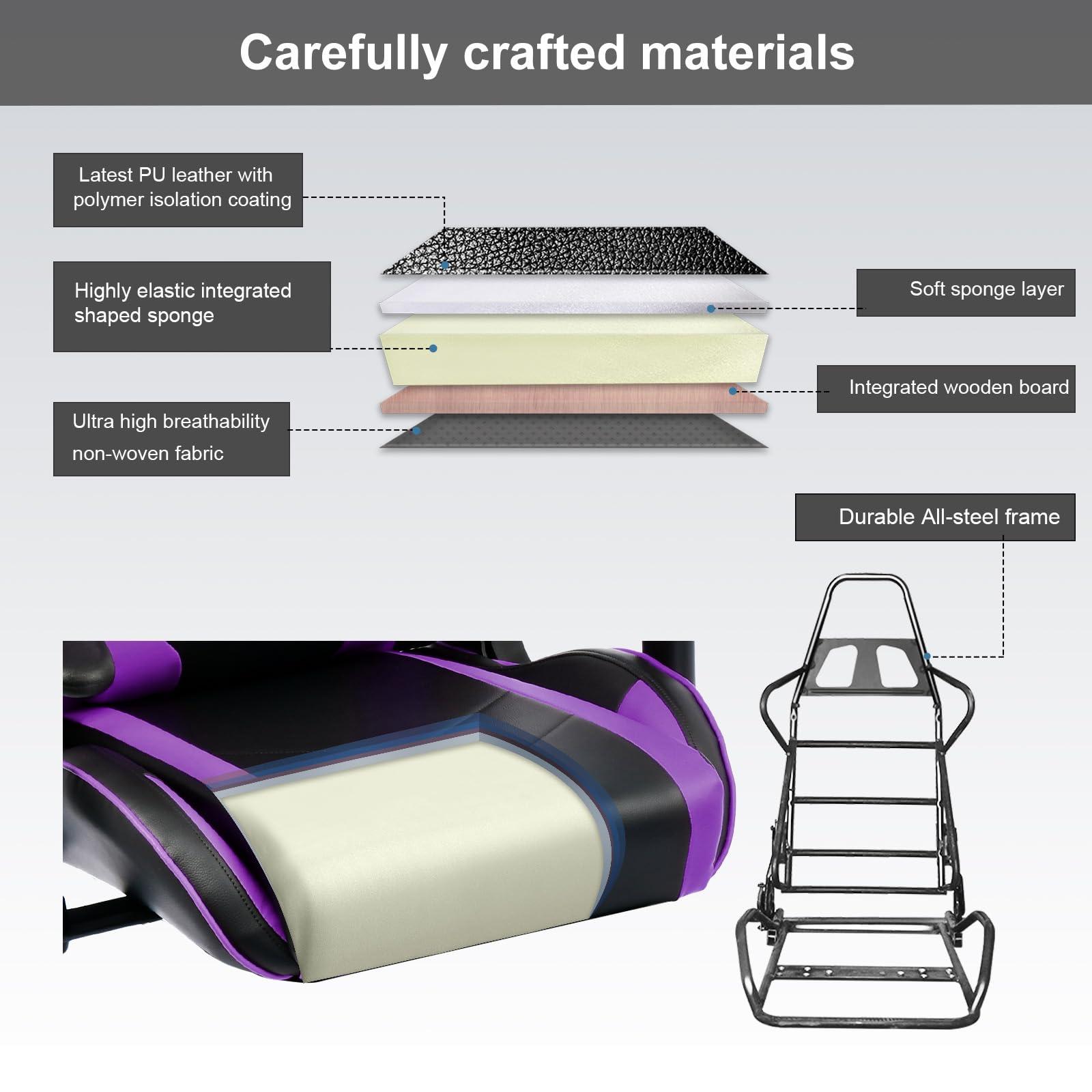 GTRACING GTRACING Gaming Chair with Bluetooth Speakers Music Video Game Chair Audio Ergonomic Design Heavy Duty Office Computer Desk Chair GT890M Purple