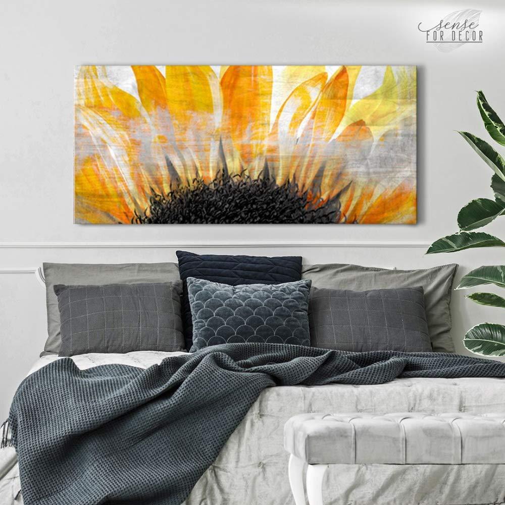 Sense for Decor Sense of Art | Sunflower Print | Wooden Framed Canvas | Ready to Hang Wall Art for Home Decoration | 42x19