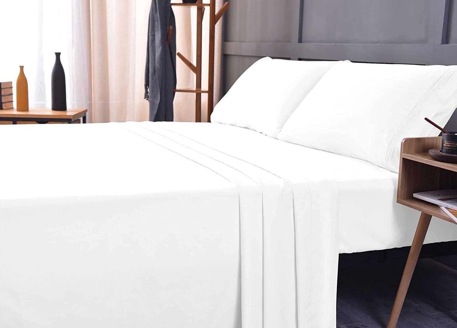 SRP Linen 400 Thread Count Luxury Twin XL Size, Egyptian Cotton 1 Pc Fitted Sheet 100% Egyptian Cotton Premium Long Staple Fits 16 Inch Deep Pocket Color White Solid Pattern