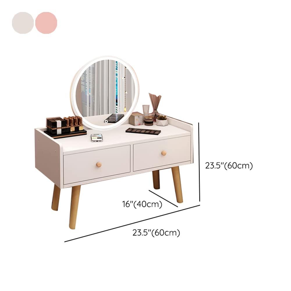 LITFAD LITFAD Modern Makeup Vanity Standing Vanity Set with Drawer Bedroom Wood Dressing Table - Makeup Vanity & Mirror with LED Light White 24" L x 16" W x 24" H