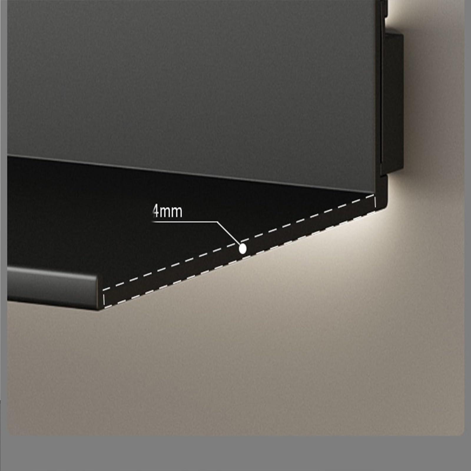 EMYJAY EMYJAY Floating Display Shelf, Floating Shelves Wall Mounted Floating Display Shelf LED Lighting Light is Soft Neatly Arranged to The Wall (Color : Black, Size : 60x20x6cm)