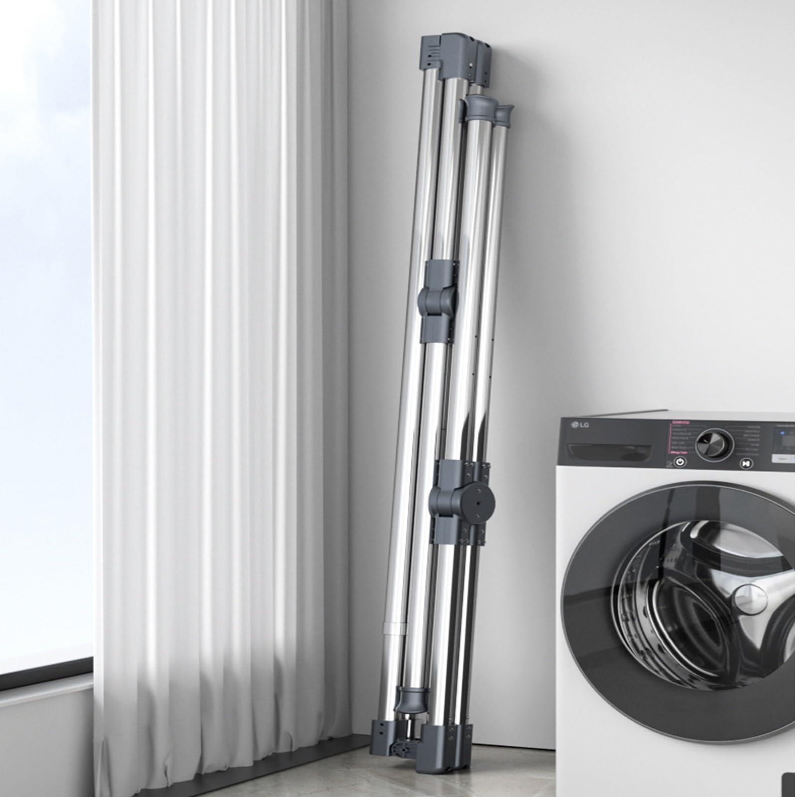 RIFWOVE Freestanding Laundry Rack, Drying Rack Clothing, Laundry Clothes Storage, Clothes Drying Rack, Tall Metal Foldable Laundry Clothes Drying Rack Stand, Stainless Steel Laundry Rack ( Color : Silver , Si
