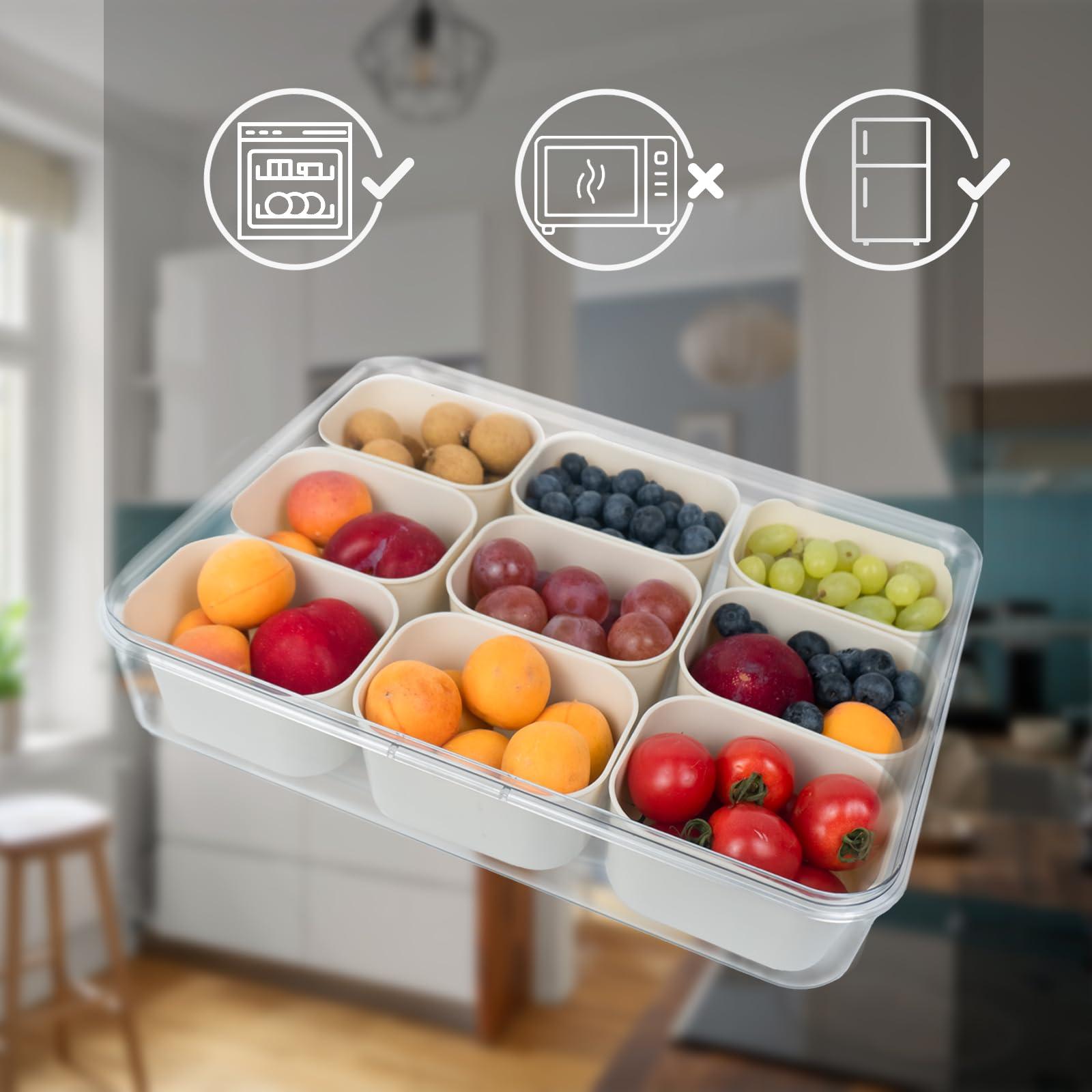 RELIY RELIY Dishwasher Safe Snackle Box Container,9-Compartment Snack Box With Lid,Divided Serving Tray With Lid And Handle,Divided Snack Box For Portable Snack Trays