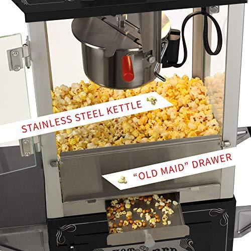 Funtime Funtime Sideshow Popper 8-Ounce Hot Oil Popcorn Machine with Cart, Black/Silver