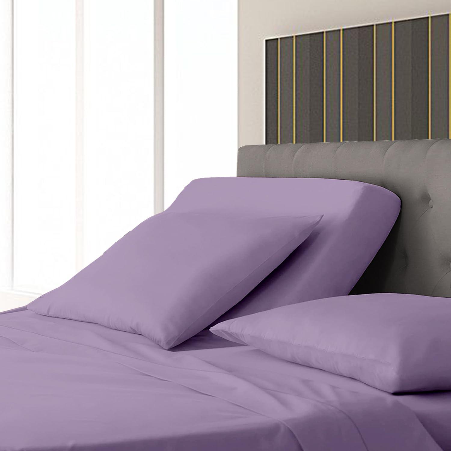 EGYLIN EGYLIN Split Head Sheets for Adjustable Bed 800 Thread Count Sheets Set - Sateen Weave Cool Breathable & Soft Queen/39 Top Split levender Solid 16 Inch Deep Pocket Bed Sheet